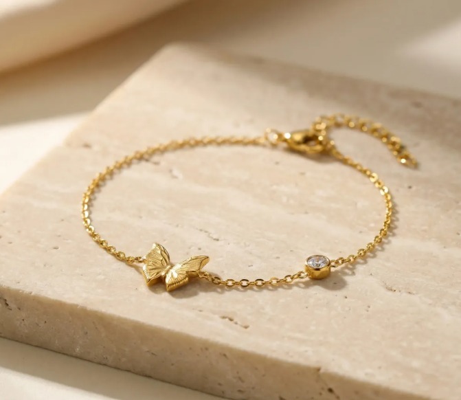 Butterfly Charm Bracelet handcrafted in gold